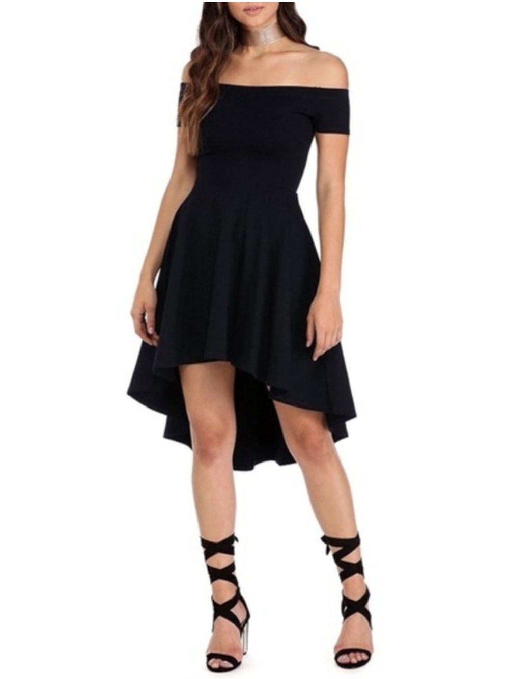 NWT Sarin Mathews Black Off Shoulder High Low Dress Size XXL